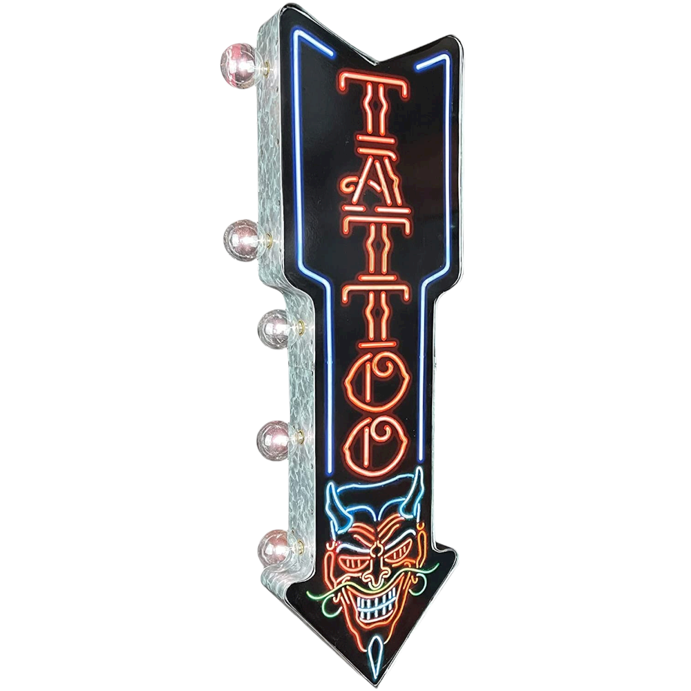 Tattoo Neon Print LED Arrow Sign