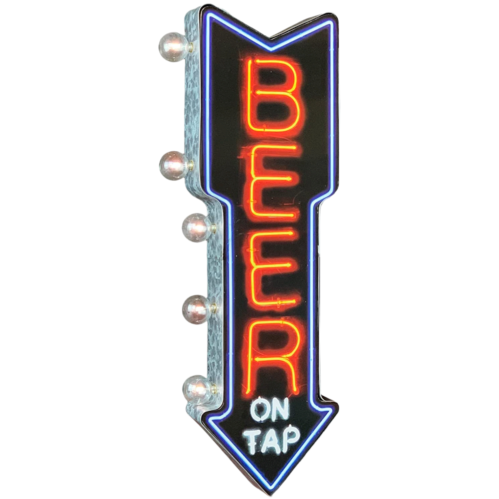 Beer On Tap Neon Print LED Arrow Sign