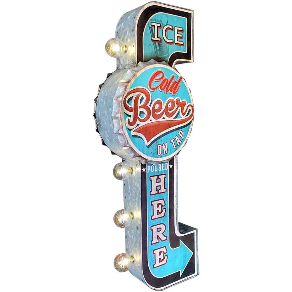 Ice Cold Beer LED Bottle Cap Sign