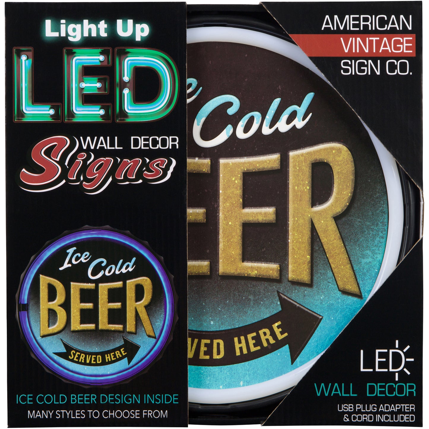 Ice Cold Beer LED Neon Bottle Cap Sign