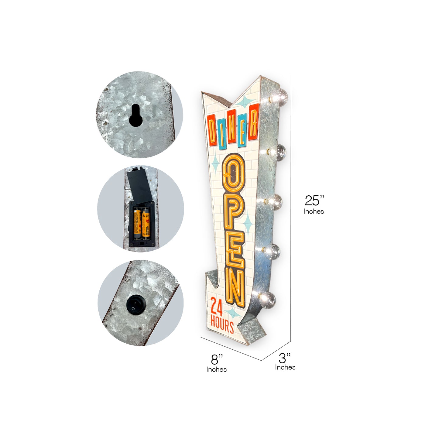 Diner Open LED Arrow Sign