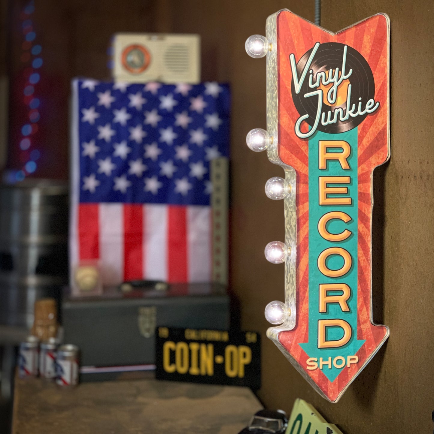 Record Shop LED Arrow Sign