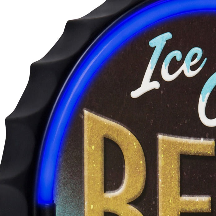 Ice Cold Beer LED Neon Bottle Cap Sign