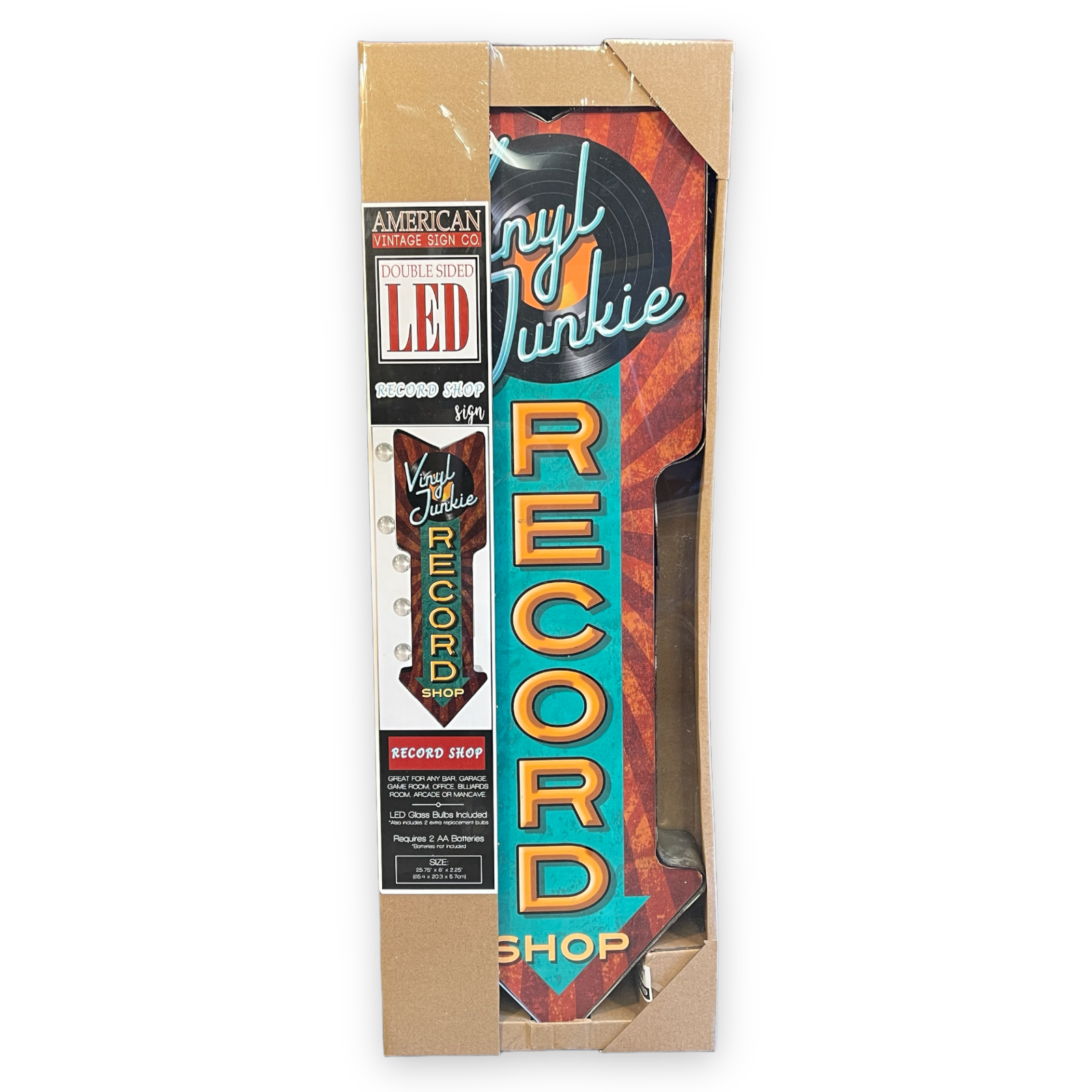 Record Shop LED Arrow Sign – Cold Pizza Sign Co.